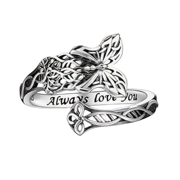 Jewelry - S925 Sterling Silver Butterfly Tree of Life Open Adjustable Ring
